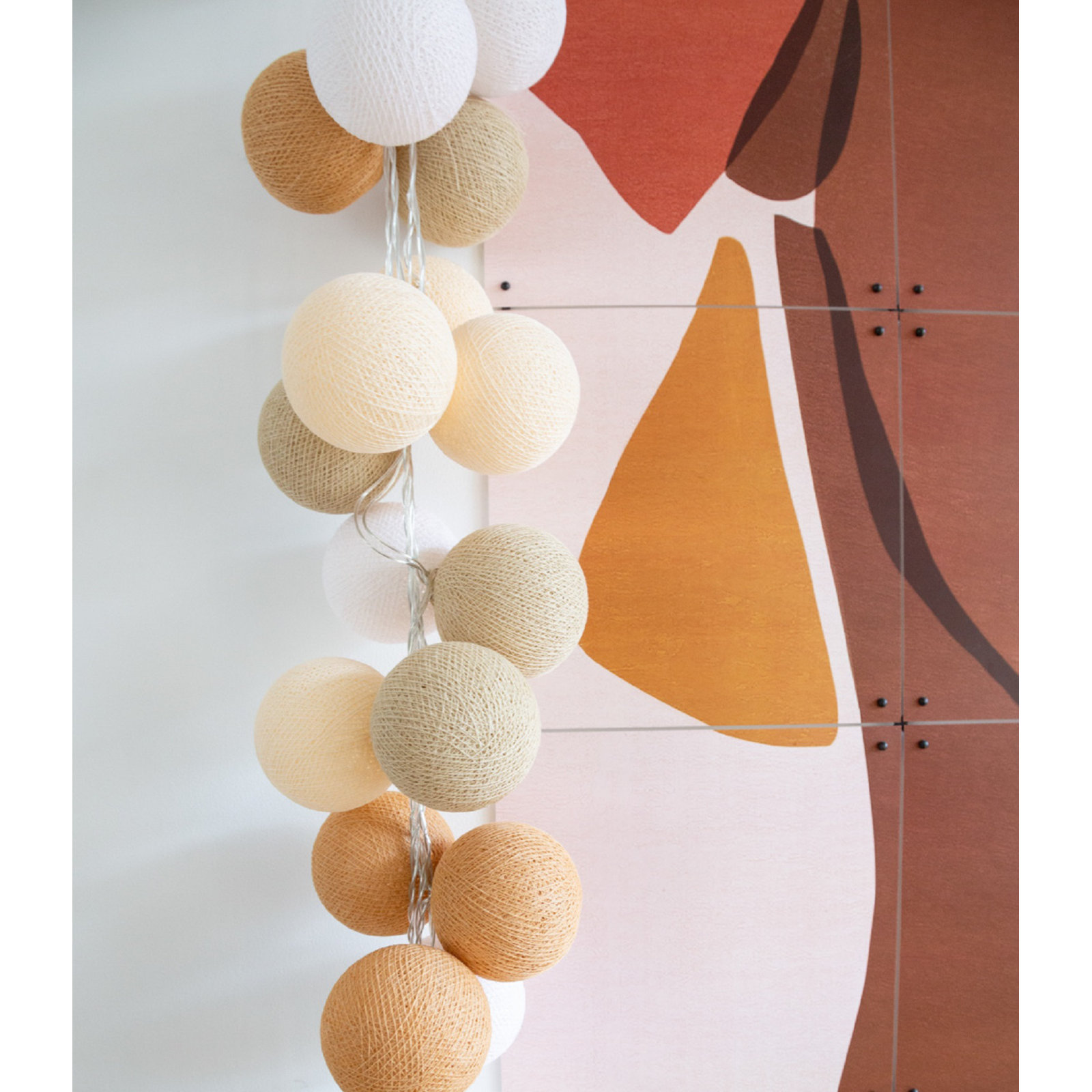 149'' Globe String Lights, Yellow/White, 5" H x 149" L x 5" D, 20 Lights