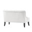 Upholstered Settee In Grey, Solid Birch Legs, Back Allurement Flared Wood Leg Elegance