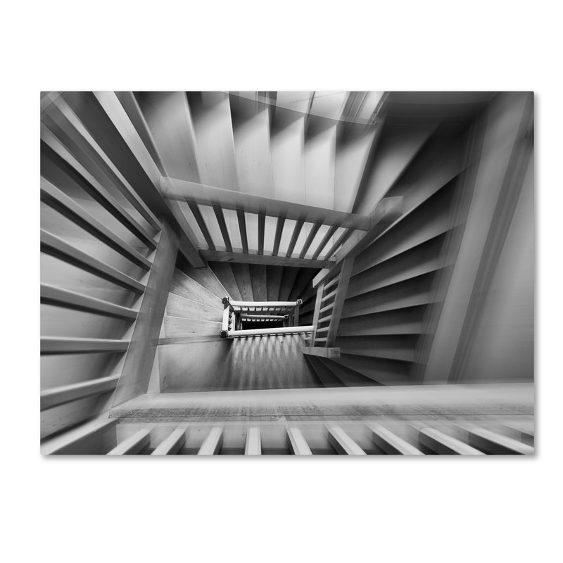 Art mural sur toile tendue - "Old Staircase" par Henk Van Maastriche pour décoration de salon, de chambre à coucher ou de bureau - 35 x 47