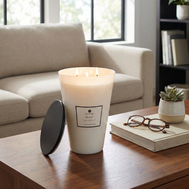 Bougie décorative en verre avec couvercle décorative pour salon - décor moderne et relaxant pour chambre, bibliothèque ou table basse