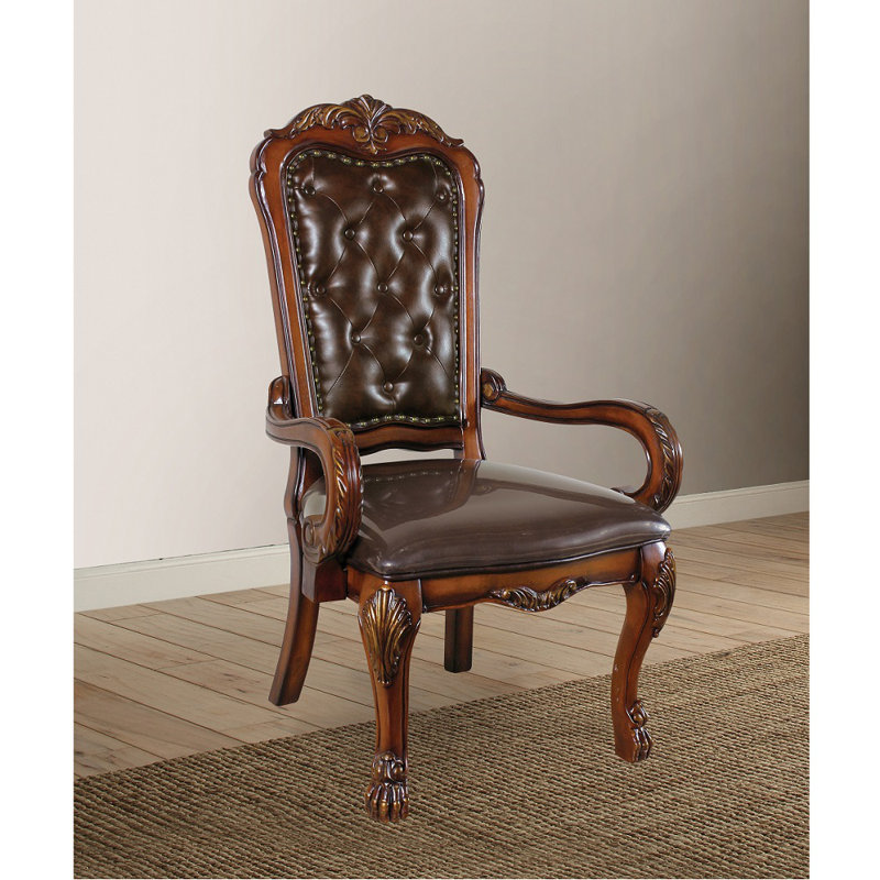 Fauteuil de direction capitonné en chêne cerisier H 46 po Caruthers