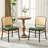 Modern Upholstered Faux Leather Side Dining Chair with Cane Rattan Back-753274499-753274508