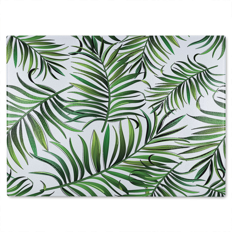 Palm Leaves Glass Chopping Board