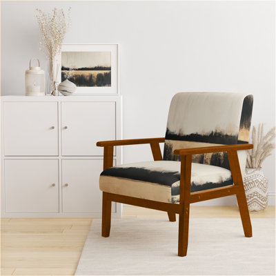 Chaise rembourrée abstraite moderne avec coussins de formes modernes beige et noire