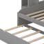 Lit simple superposé au dessus d'un lit double avec lit gigogne et escalier de rangement USB, lit escamotable, barrière de sécurité et tablettes de rangement-1115139288
