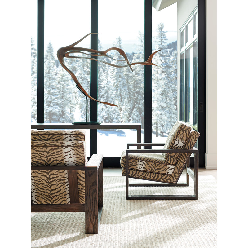 Barclay Butera Upholstery Armchair, Gray/Brown/White Polyester Blend, Arrowleaf