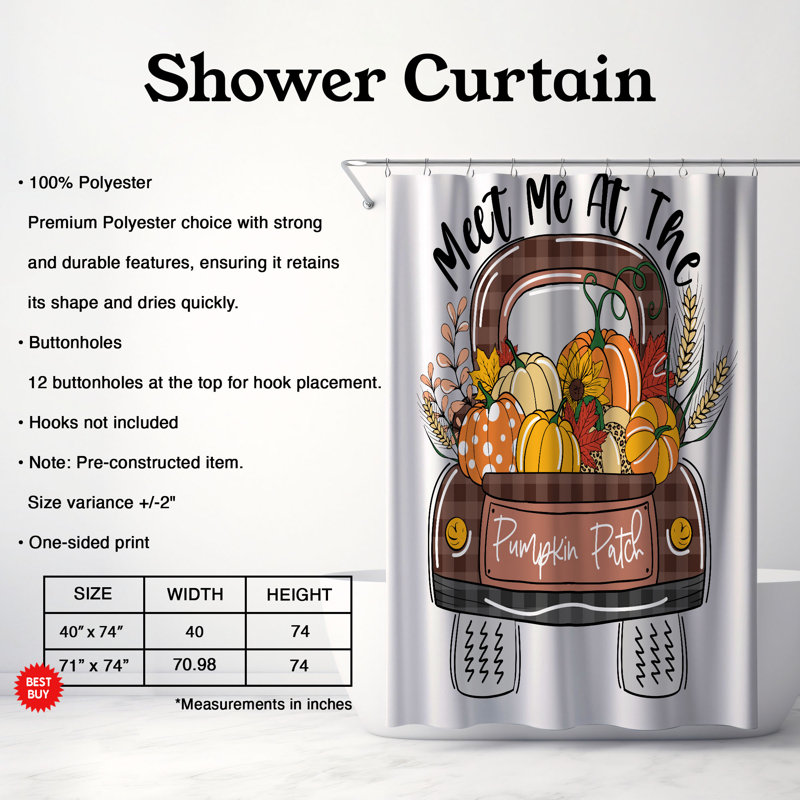 Warm Harvest - Rideau de douche standard 1 pièce, H 74 po x l 71 po