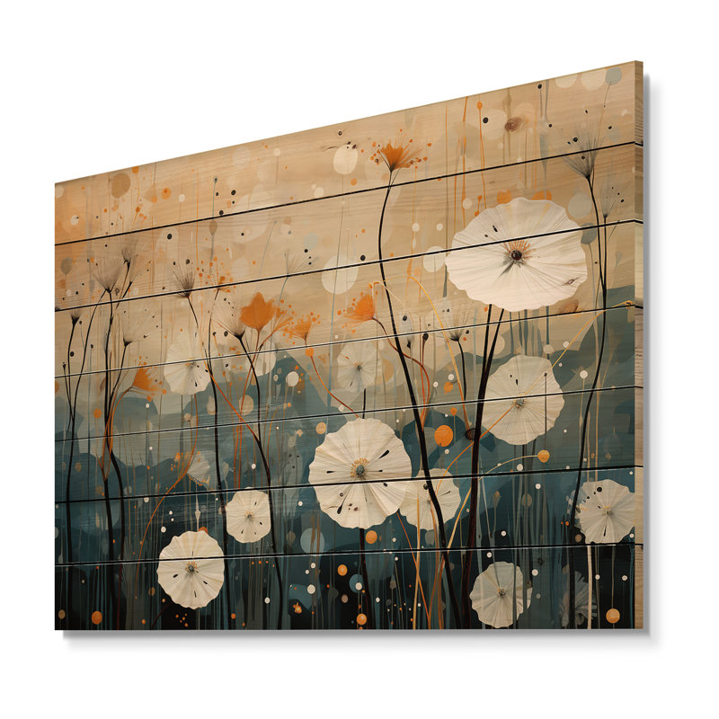 Coral Dandelion Floral Symphony I sur impression sur bois, H 24 po x l 32 po x P 0,78 po