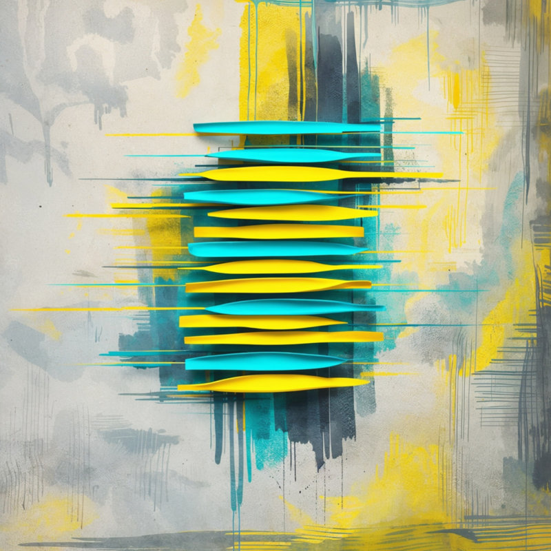 Coussins décoratifs à double face Layered Abstract Art, 14 X 14 pouces, Jaune vif et turquoise
