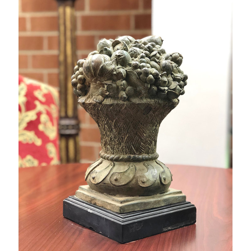 Sculpture bronze panier de fruits