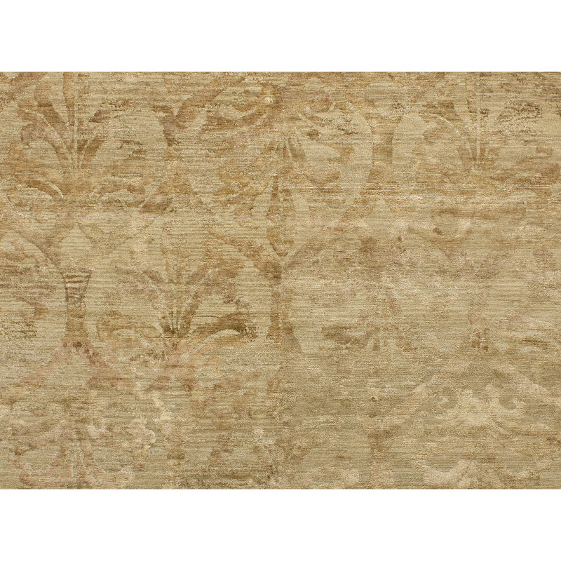 Hand Knotted Floral Area Rug in Beige, Rectangle 9' x 12'