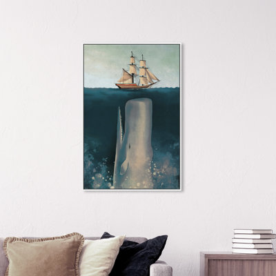" Nautical And Coastal The Boat And The Whale, Coastal Blue " by Oliver Gal