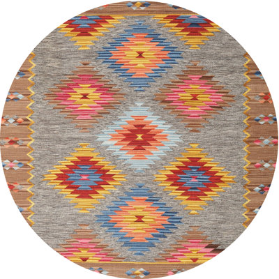 Tapis de zone rouge/jaune/rose contemporaine
