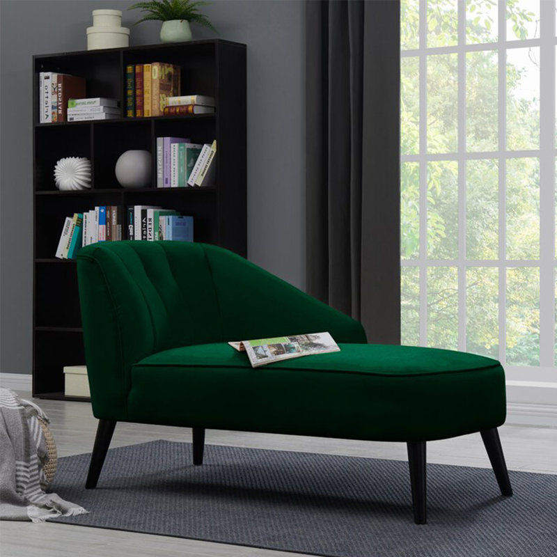 Chaise longue élégante, confortable et de qualité décontractée, Orienté à gauche (vu de face), Vert