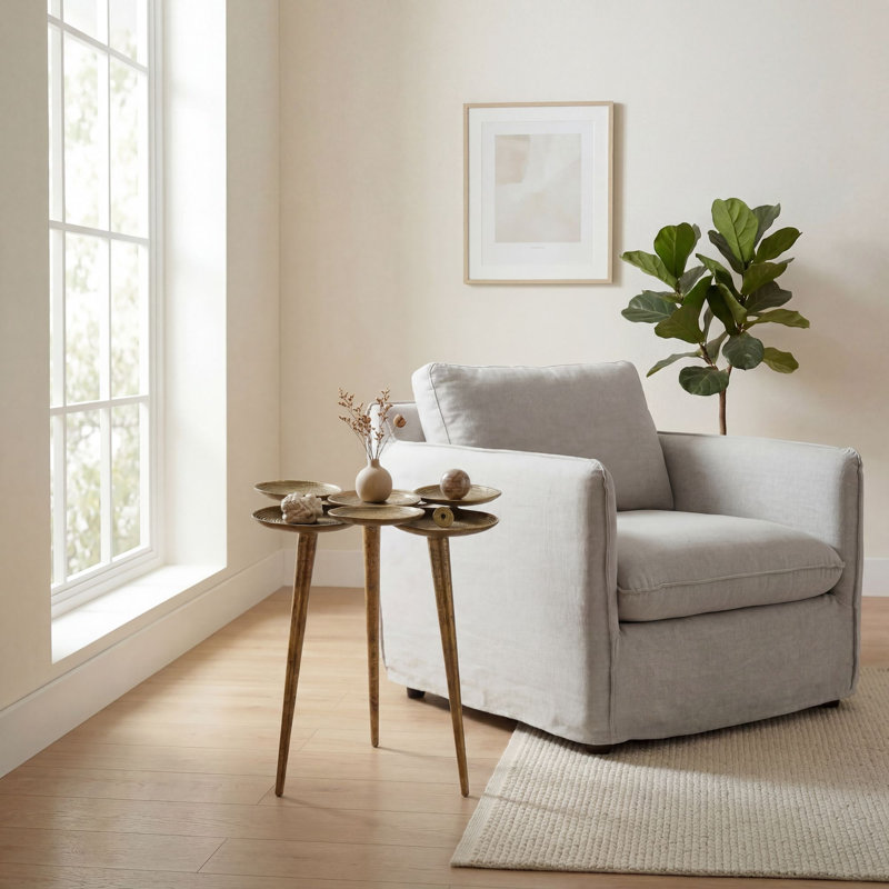 Round Gold Aluminium Side Table