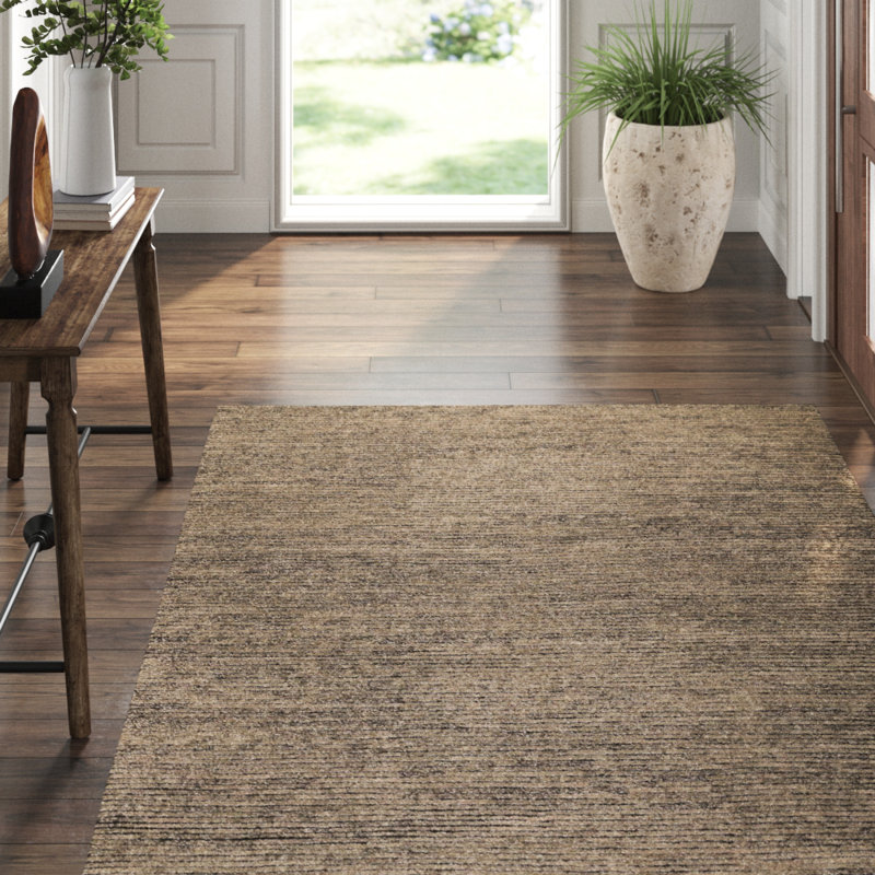 Hidden Path Striped Hand-Knotted Beige/Black/Neutral Area Rug, Rectangle 2' x 3', Beige