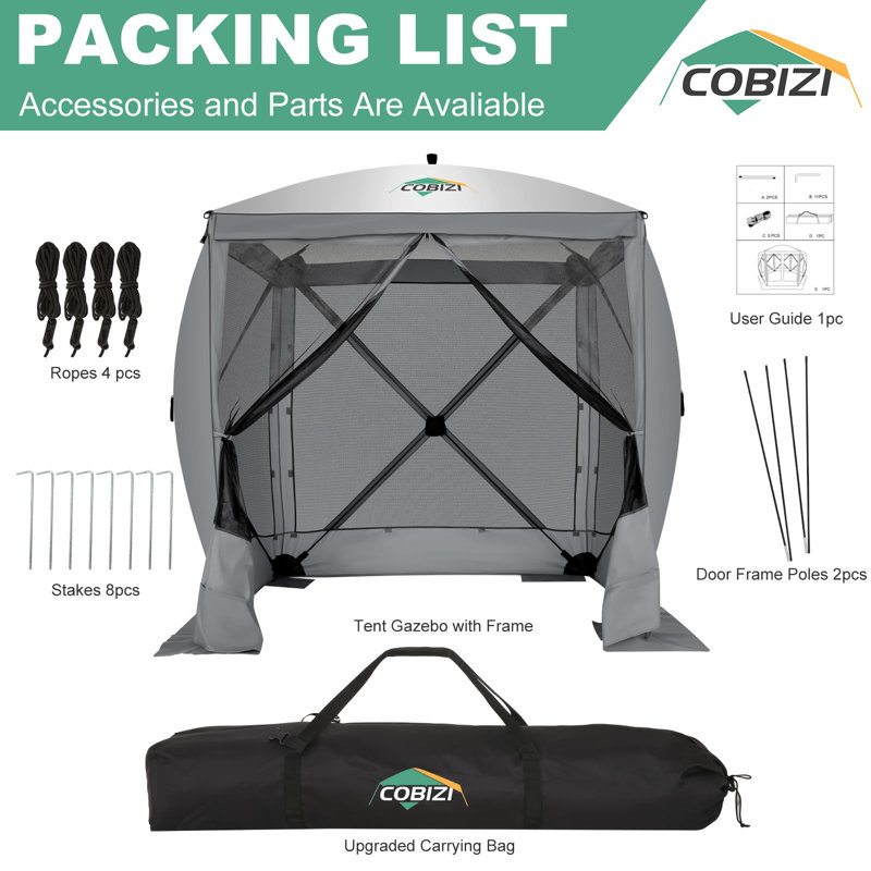 Pop Up Gazebo Screen Tent Screen House for Camping, Gray