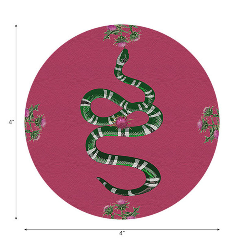 Sous-verres ronds en cuir Thistle and Snake, Rose