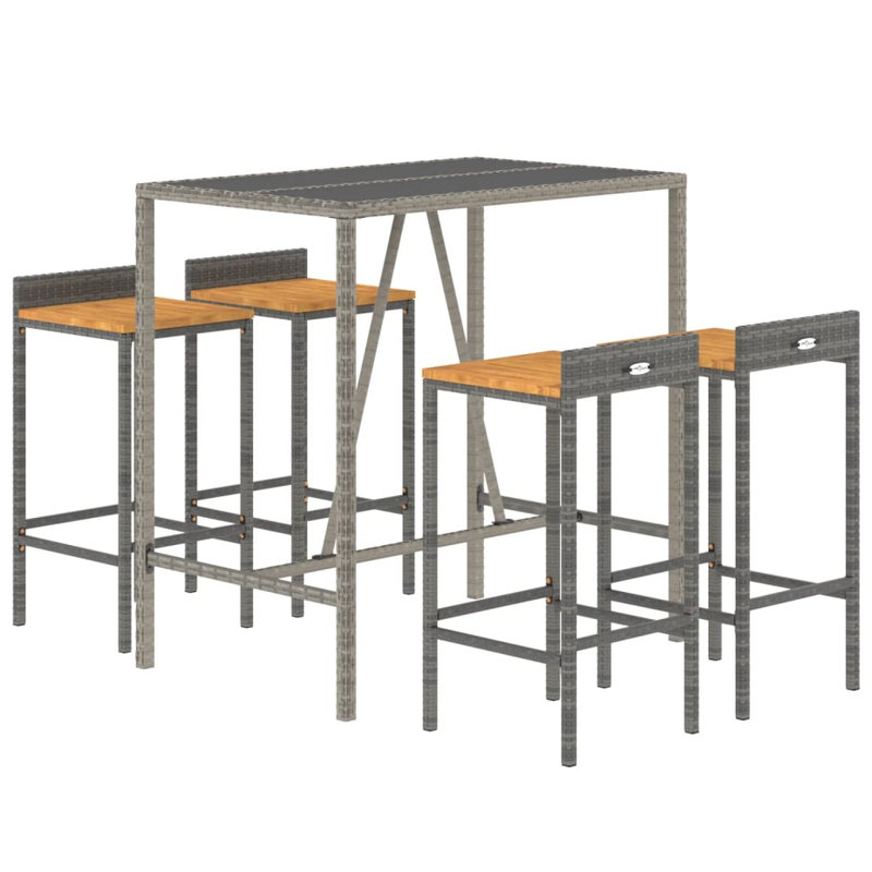 Zarella 40cm Solid Wood Bar Set, Grey