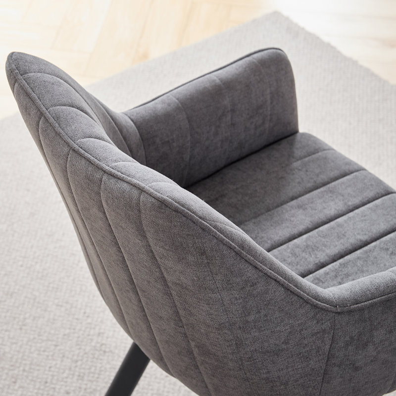 Linen Blend Upholstered Armchair, Grey, 4, Grey