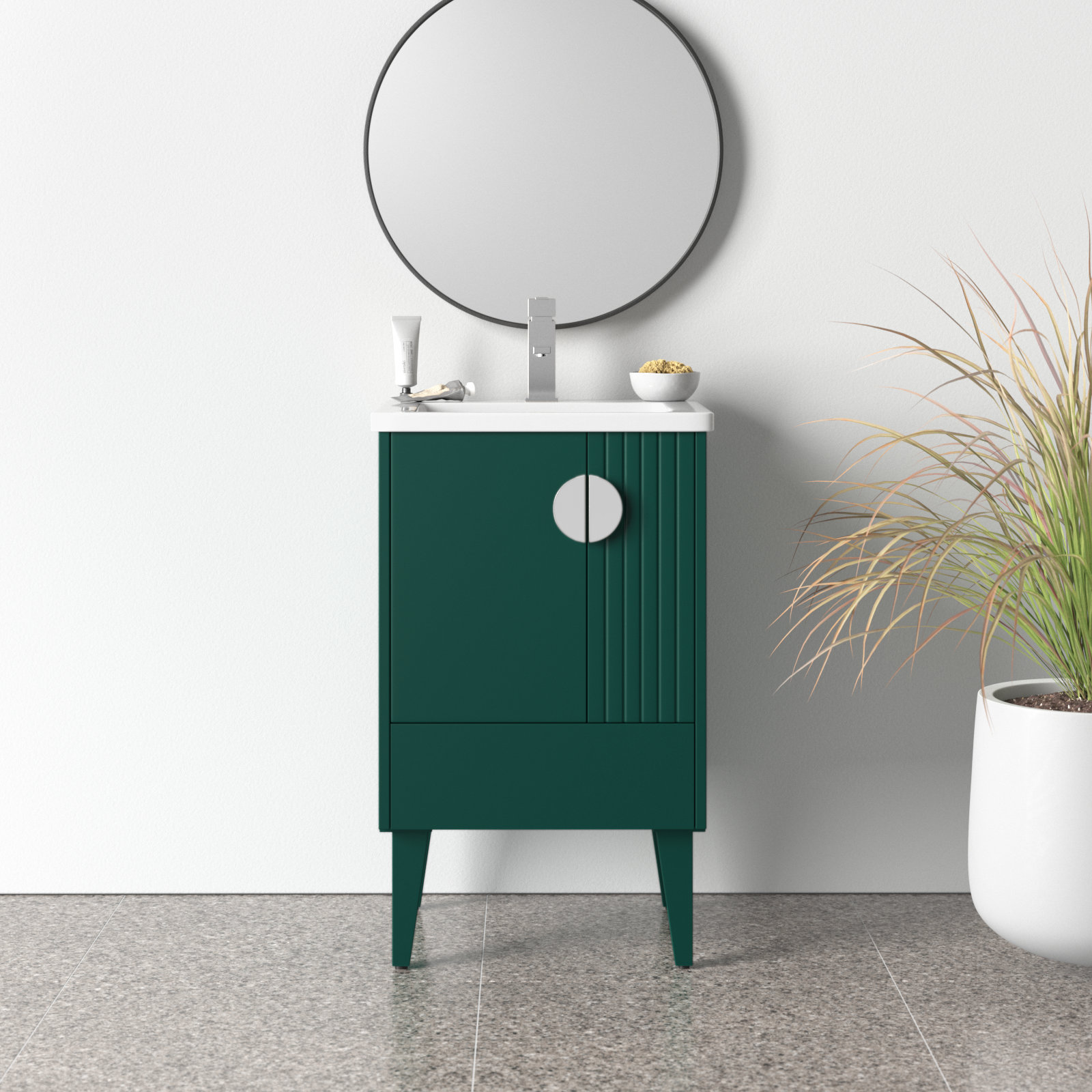Saimah 20'' Single Bathroom Vanity, Green, Polished Chrome