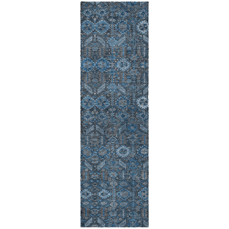 Tapis bohémien de qualité supérieure lavable à la machine Dream Shag ADS574, Blue, 2'3" x 7'6" Runner