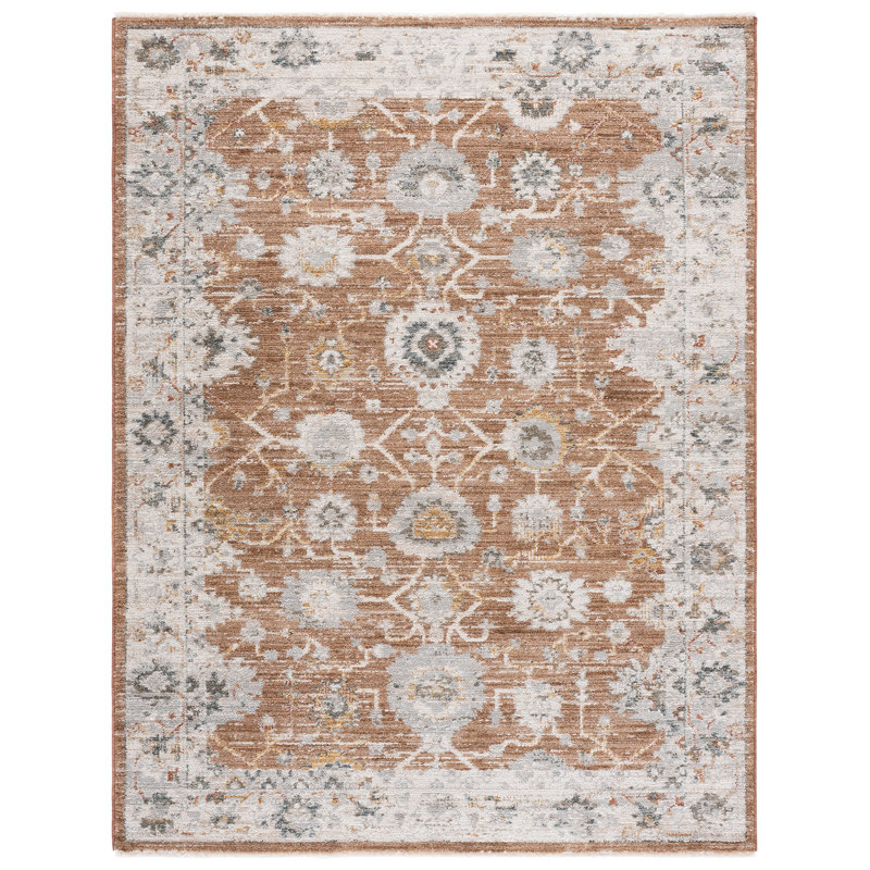 Vintage Rosewood 500 Performance Floral Indoor Rug, Rectangle 5'3" x 7'3"