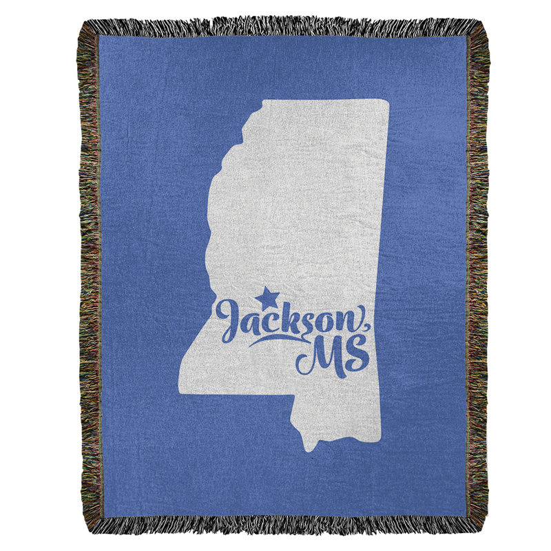 Hand Woven Throw Blanket, 60" W x 80" L, Blue