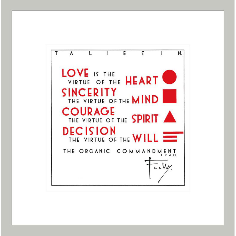 The Organic Commandment by Frank Lloyd Wright - Framed Giclee Print, 13.9" H x 13.75" W