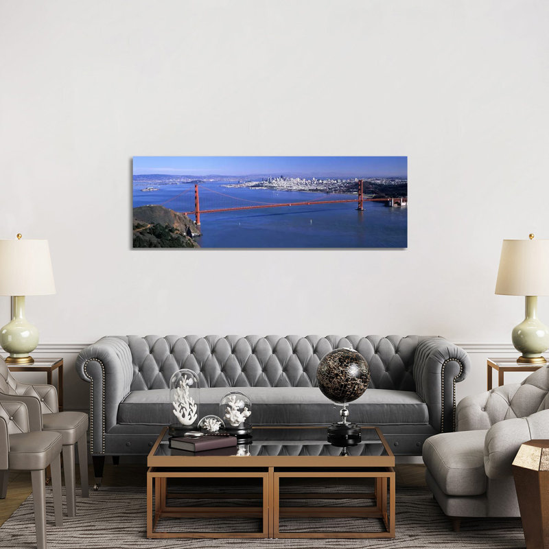 High Angle View Of A Suspension Bridge, Golden Gate Bridge, San Francisco, California, USA #4 - Wrapped Canvas Panoramic Print