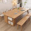 Bureau rectangulaire brun en bois massif avec 1 tiroir-1119813225