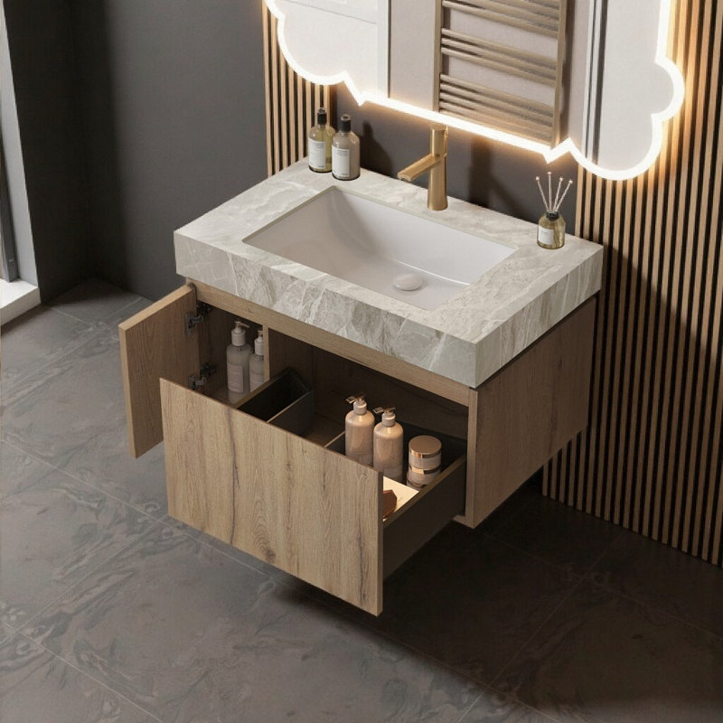 Meuble-lavabo flottant moderne avec lavabo 30 po Modern, 30", Chêne