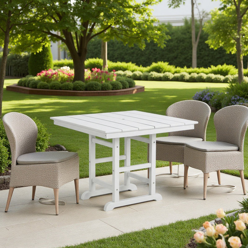 Table de patio pliante en PEHD, L 37,8 po x l 37,8 po x H 29,52 po, 1 pièce