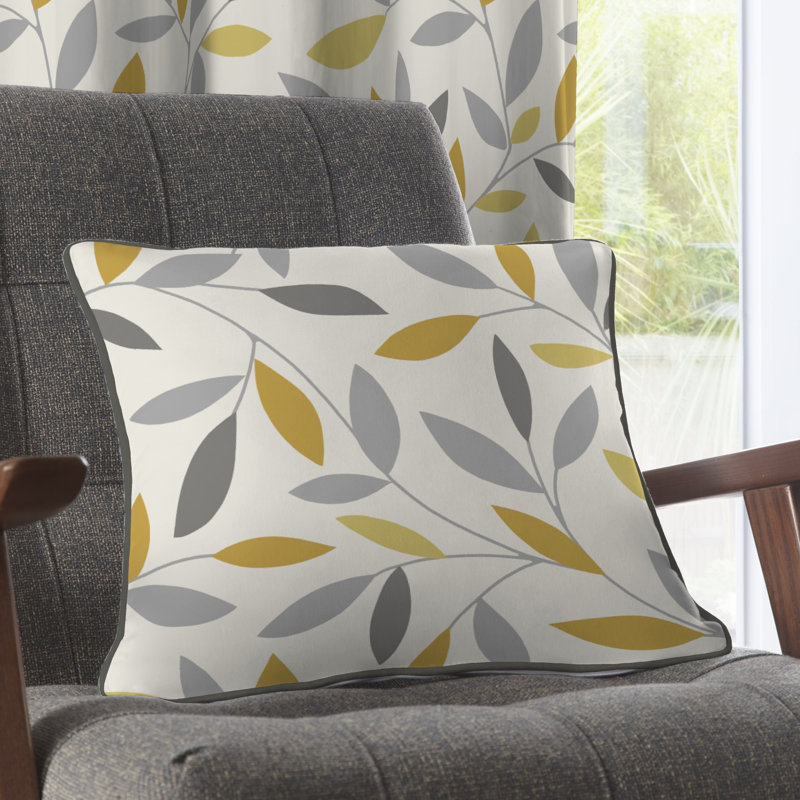 Floral Square Cushion Cover, Ochre