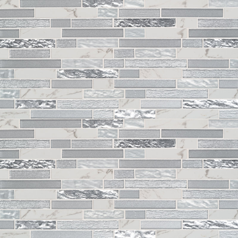 Luna Bristol Interlocking 12 in. x 12 in. Glass Porcelain Blend Mosaic Wall Tile