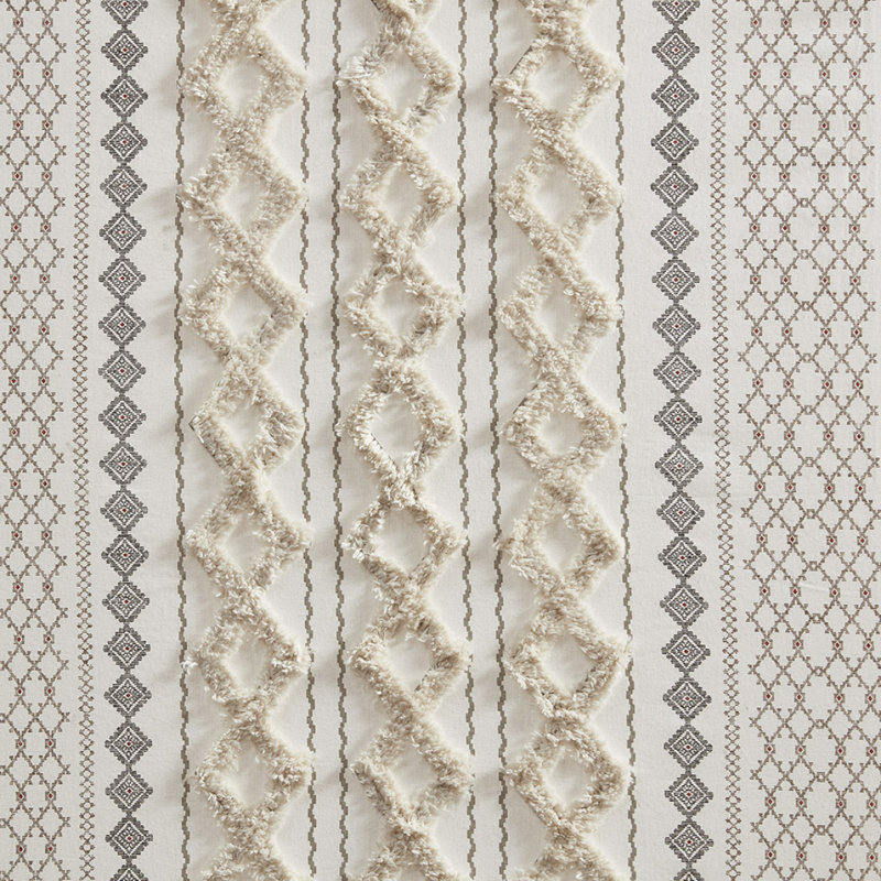 Cutrer Cotton Room Darkening Curtain Panel, 50" W x 84" L, Gray/Beige