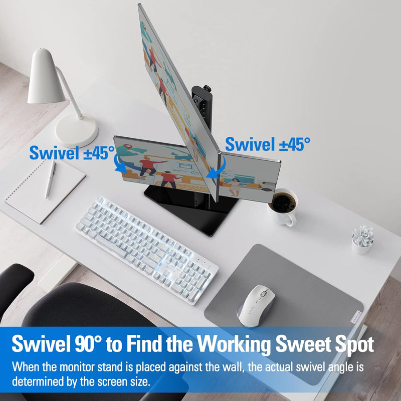 MOUNTUP Vertical Dual Monitor Stand, Stack Two Screens Up To 32 Inches,17.6 Lbs, Free-Standing Monitor Desk Mount, Monitor Riser With Swivel, Tilt, Height Adjustable, VESA Stand 100 X 100Mm, 75 X 75Mm