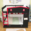Lit superposé en bois avec tablettes de rangement et lit gigogne-2103496370-2103496372