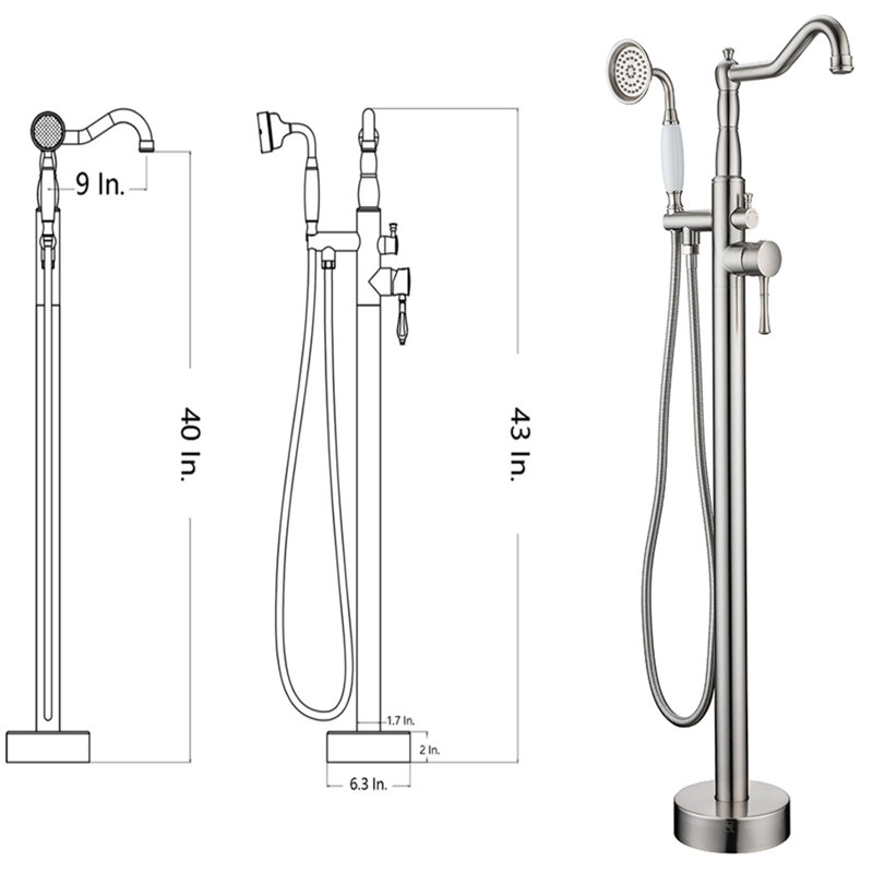 Floor Tub Filler, Silver
