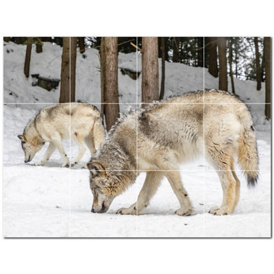 Wolf Photo 6'' x 6'' Satin Ceramic Decorative Mural