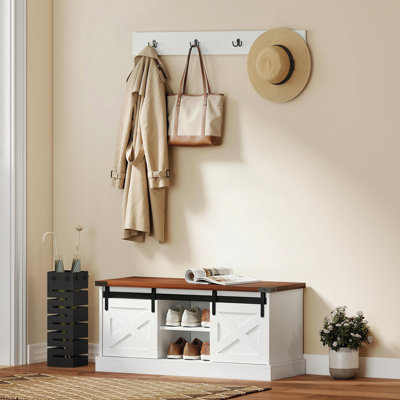 Portemanteaux, banc de chaussures, ensemble de rangement 100 cm, blanc