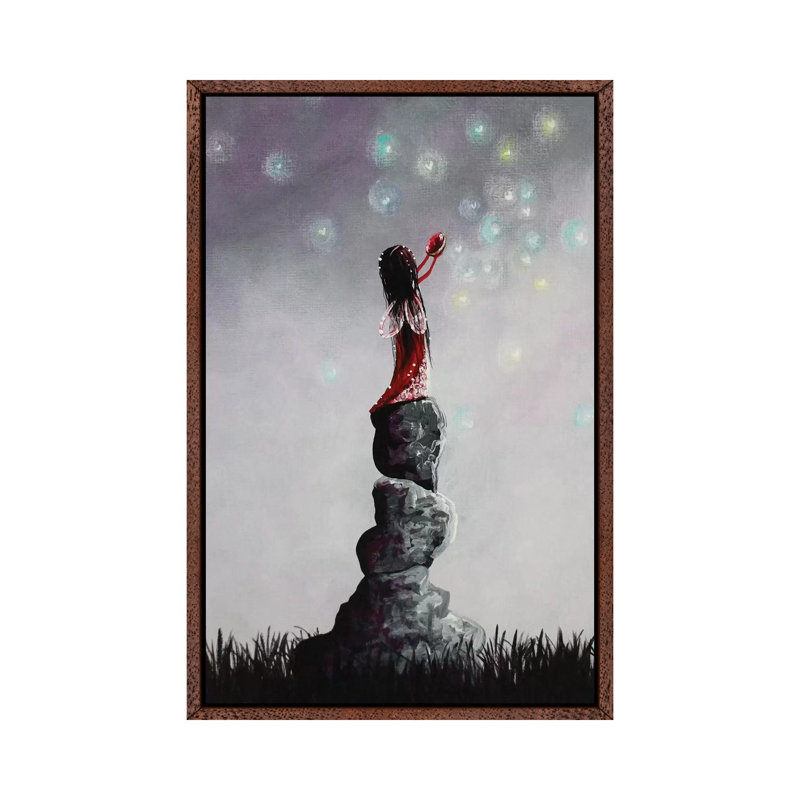 Little Garnet Fairy - Print on Canvas, 66.04 cm H x 45.72 cm W, Classic Brown Wood Framed