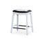 Tabouret de comptoir 24 po, finition blanche, siège en cuir noir-575256530