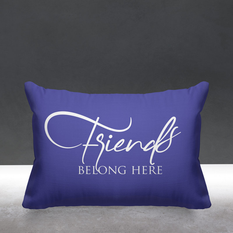 Housse et insert de coussin rectangulaire Aspire Friends Belong Here, Iris