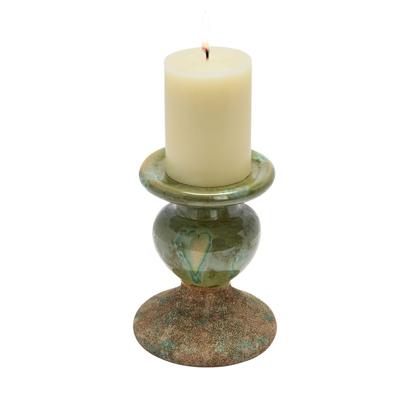 Bougeoir de table Waikiki Zeppelin, Vert vieilli, H 5,25 po x l 4,25 po x P 4,25 po