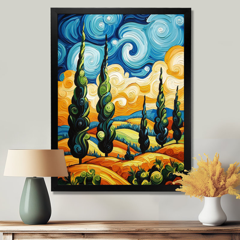 «Autumn Wood Forest» par Vincent II, impression d'art mural Van Gogh, 32" H x 16" W, Picture Framed Print, Black