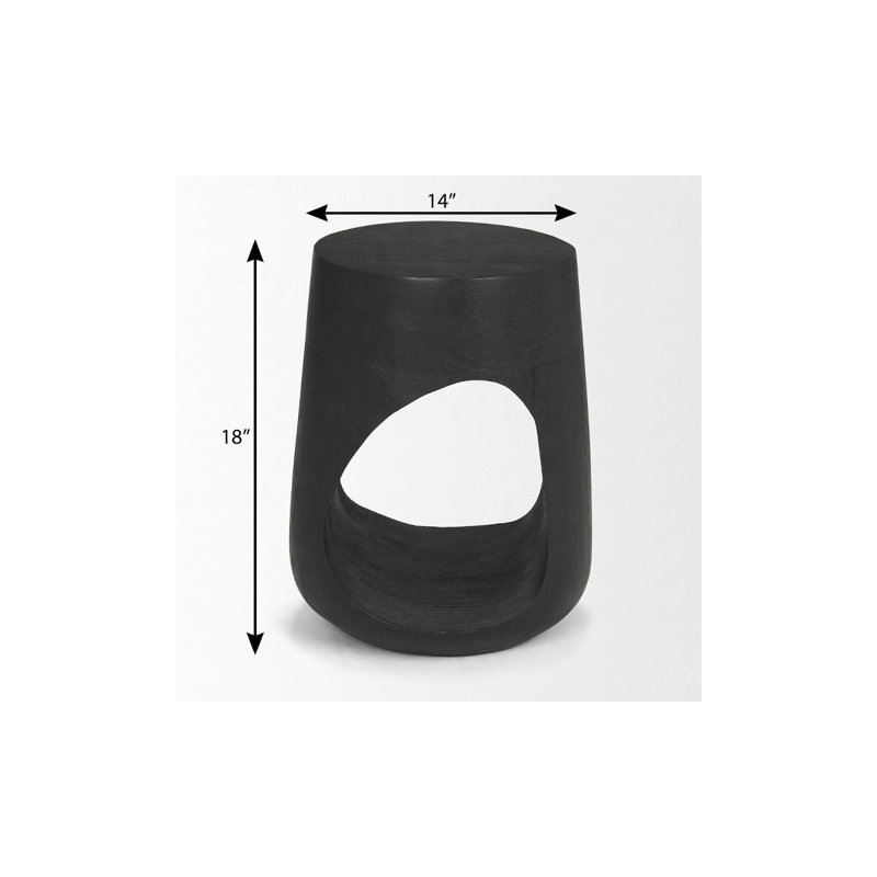  Transitional 18" Black Solid Wood Round End Table