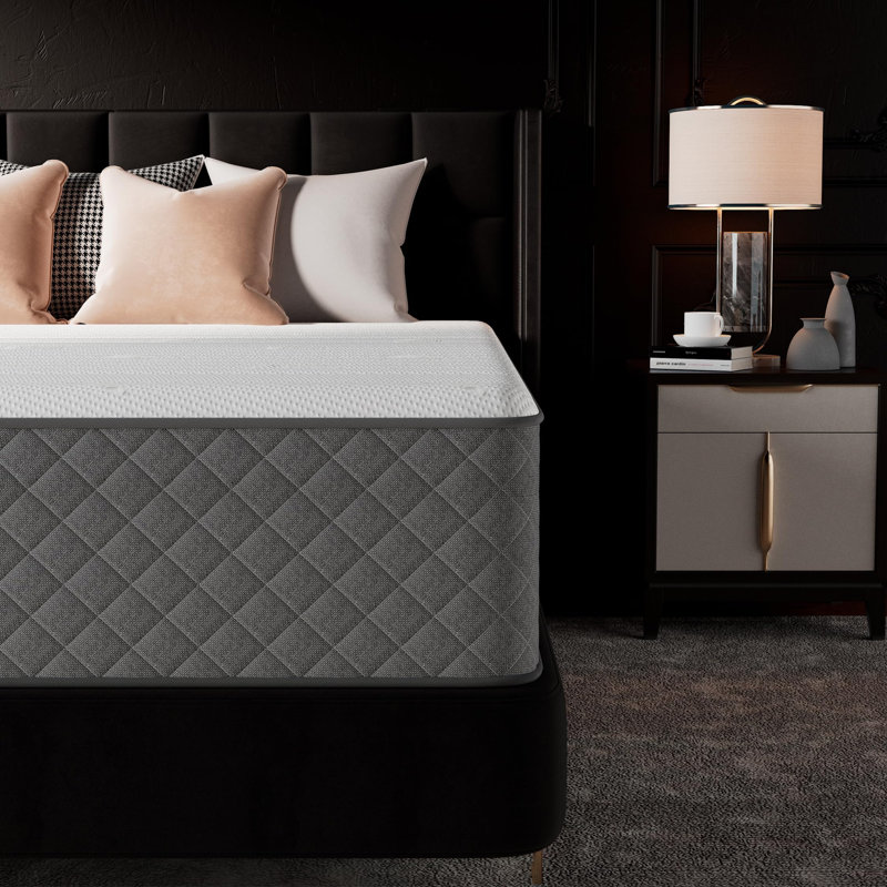Matelas hybride à ressorts ensachés moyens 10 po / 12 po dans une boîte avec mousse certifiée CertiPUR-US, 12", Lit double