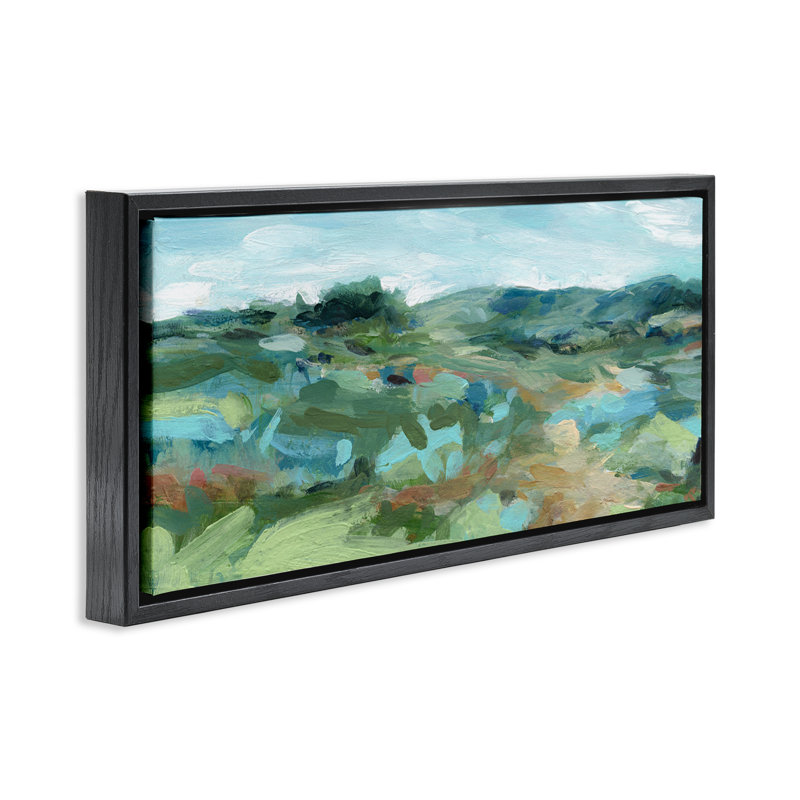 Cadre flottant Painterly Landscape, H 11 po x l 25 po, Cadre flottant noir de jais