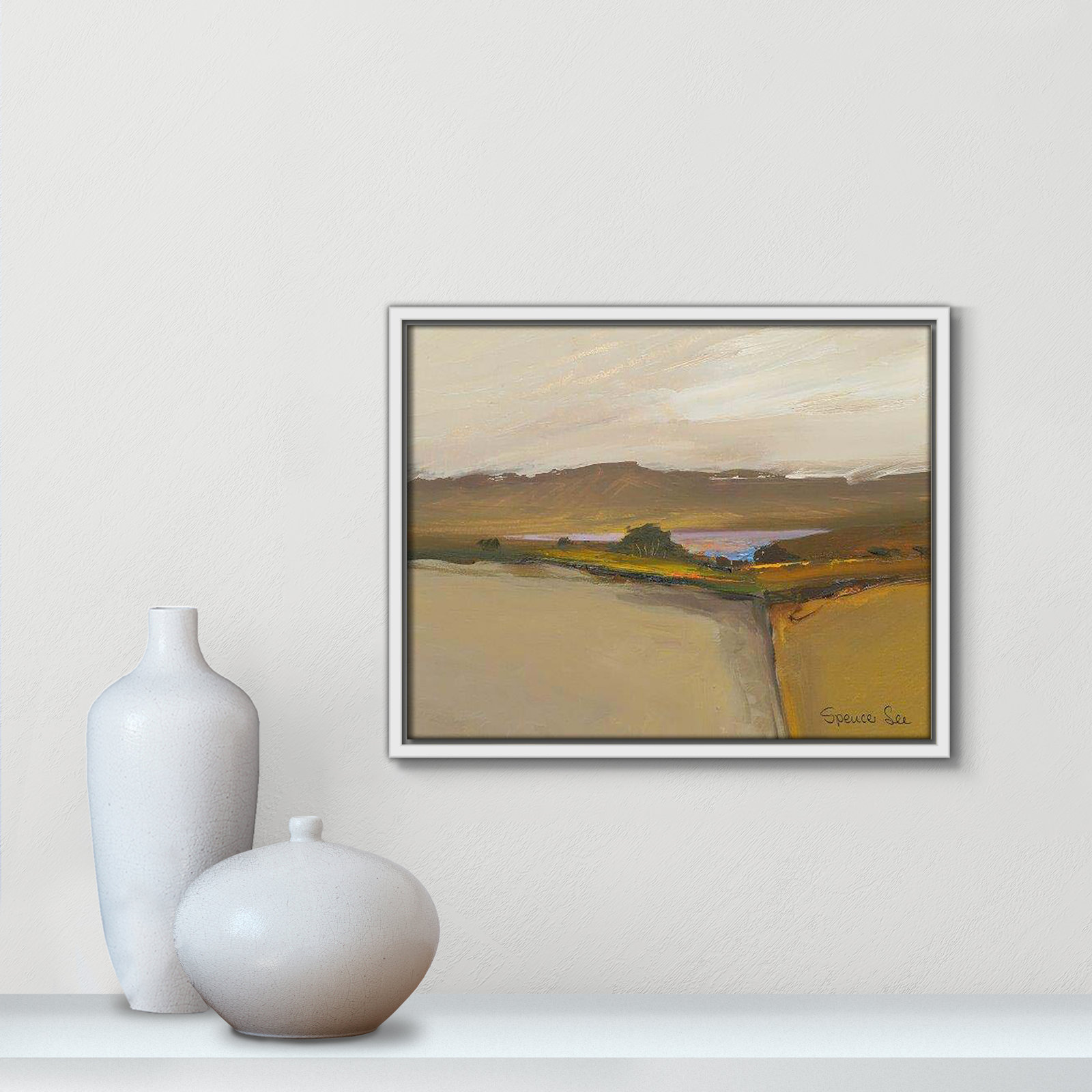 Mack "Heaven and Earth IV" Print, 12.5'' H x 15.5'' W x 2'' D, White Framed